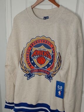 NBA New York Knicks Cream & Blue Crewneck Sweatshirt